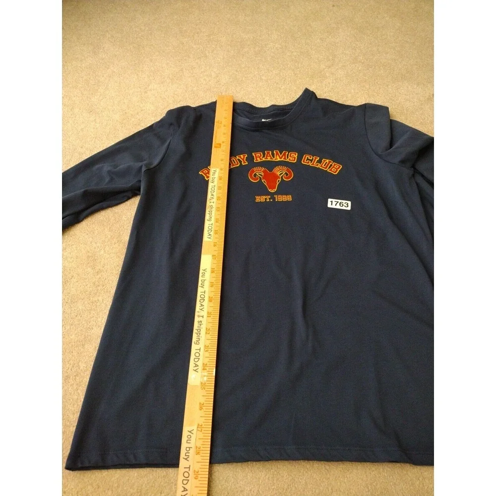 The Nike Tee Man's XL Navy Ready Rams Club Graphic Dri Fit Long Sleeve Crew Neck